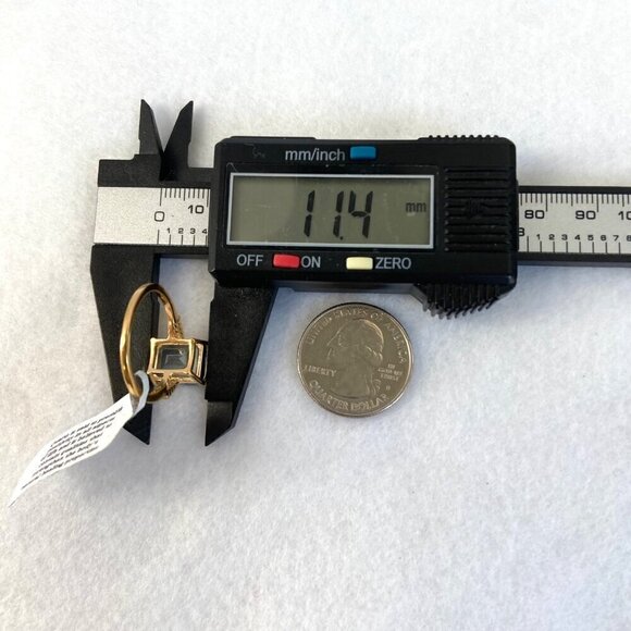 14K Gold Plated Sterling Silver 925 India Emerald Cut Blue Quartz Ring Sz 8.5 - Picture 12 of 16